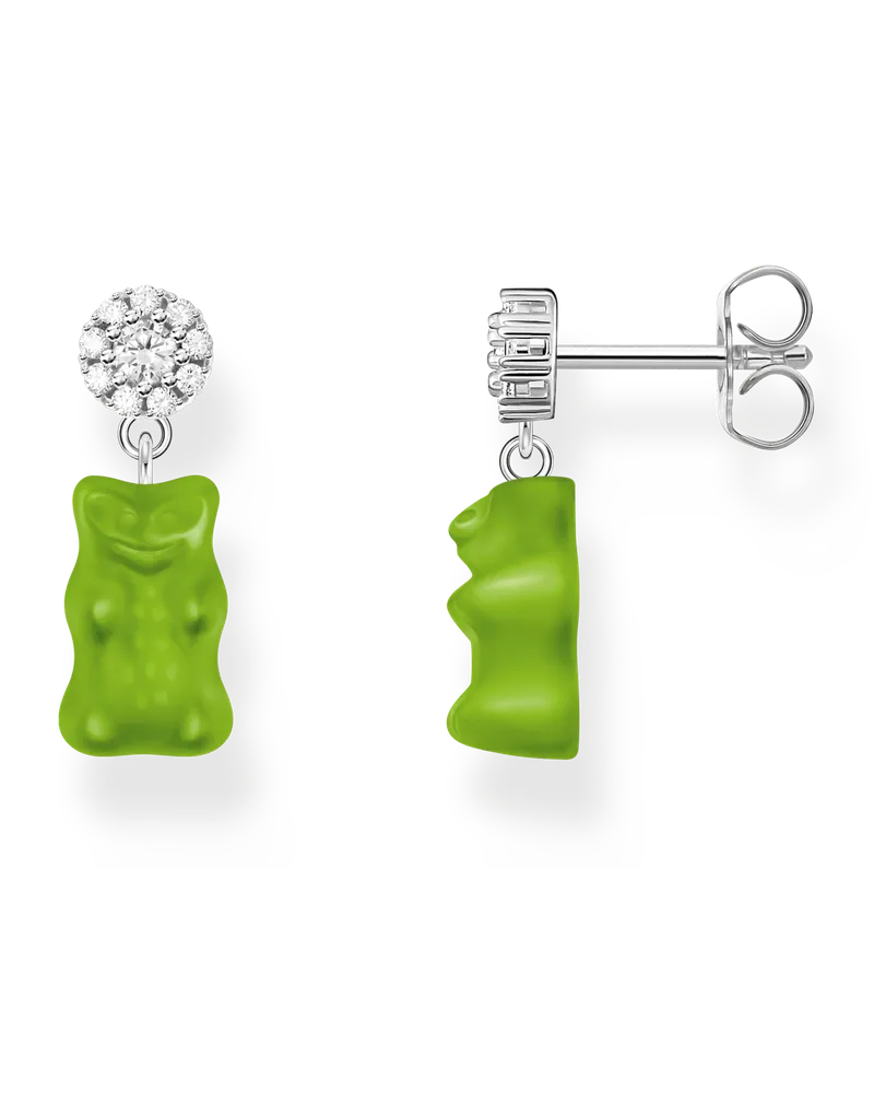 Thomas Sabo Damen Ohrstecker mit grünen Goldbären Silber, Sterlingsilber / Glas, Charming Collection Grün