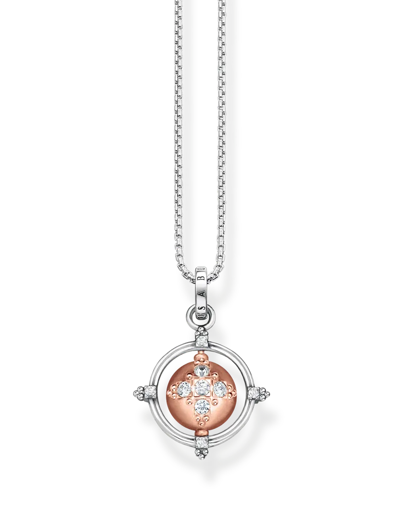 Thomas Sabo Damen Kette Kugel mit Kreuz roségold, Sterlingsilber Roségold vergoldet Roségoldfarben