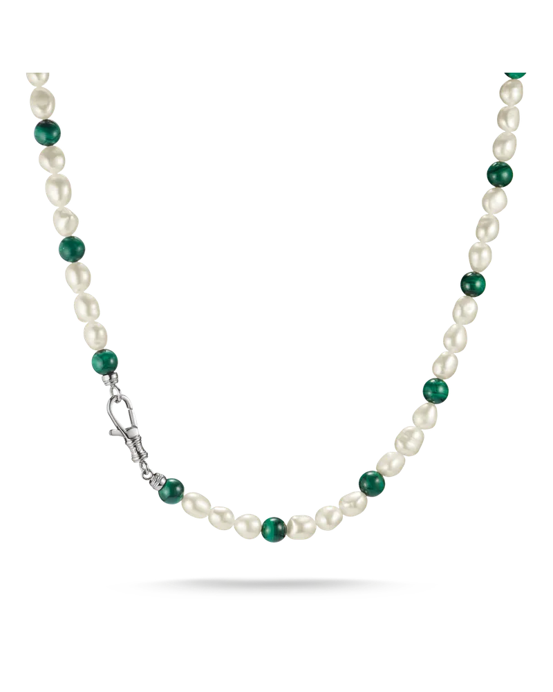 Thomas Sabo Perlenkette mit Malachit mehrfarbig KE2407-S01-7-L55 Edelstahlfarben