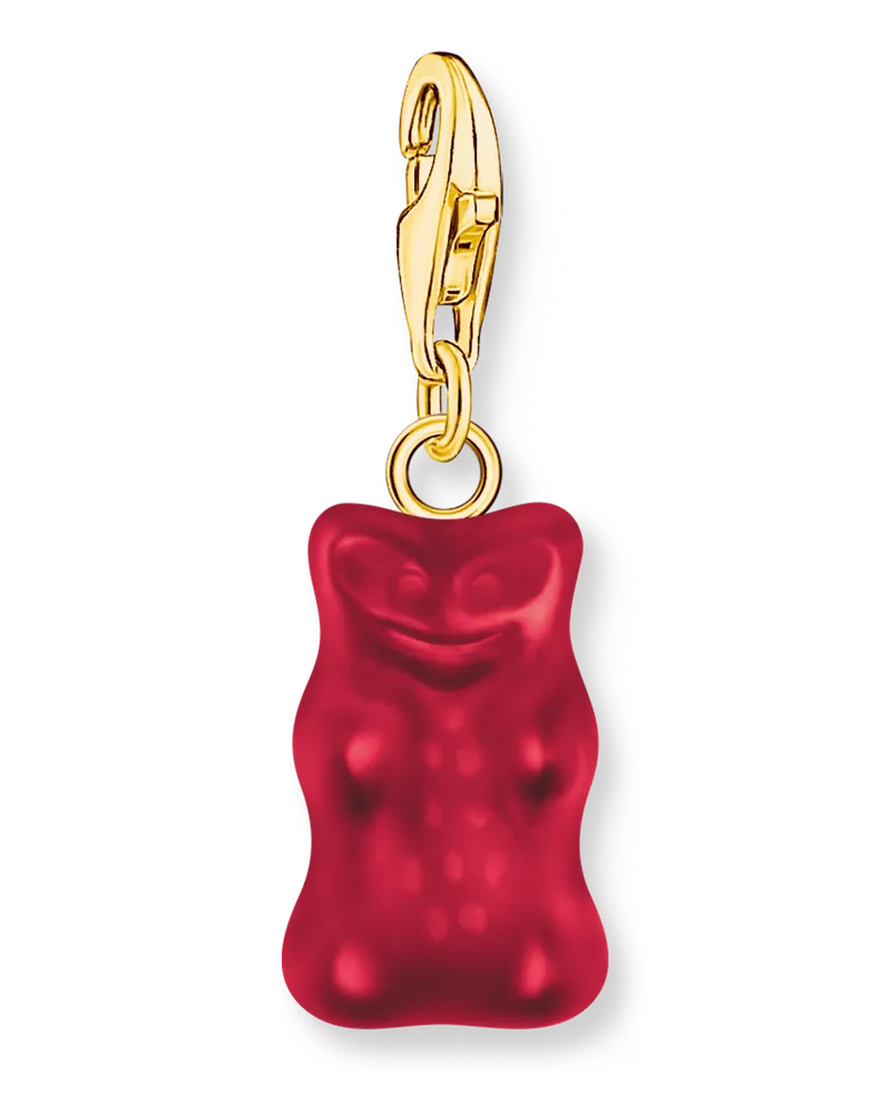Thomas Sabo Damen Charm-Goldbären-Anhänger in Rot vergoldet, Sterlingsilber Gelbgold vergoldet, Charm Club Collection Gelbgoldfarben