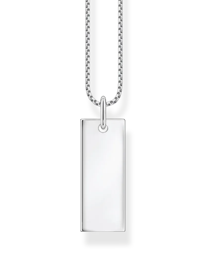 Thomas Sabo Herren Kette Tag silber mit Gravur, Sterlingsilber Silberfarben