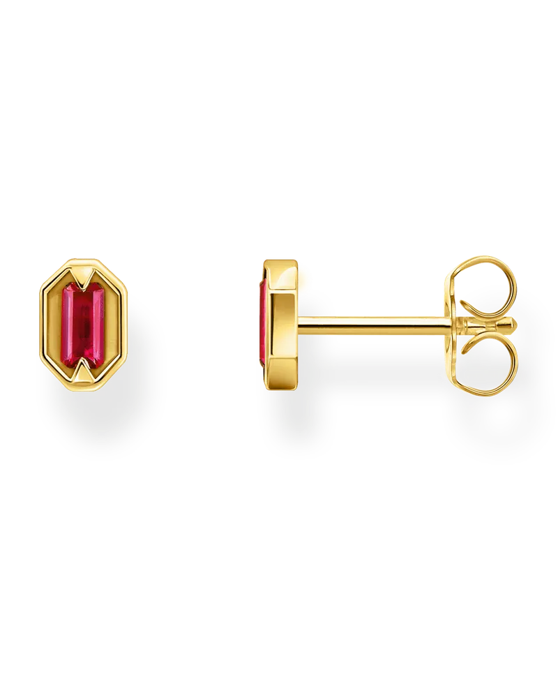 Thomas Sabo Herren Ohrstecker Krokodilaugen mit roten Steinen vergoldet, Sterlingsilber Gelbgold vergoldet Gelbgoldfarben