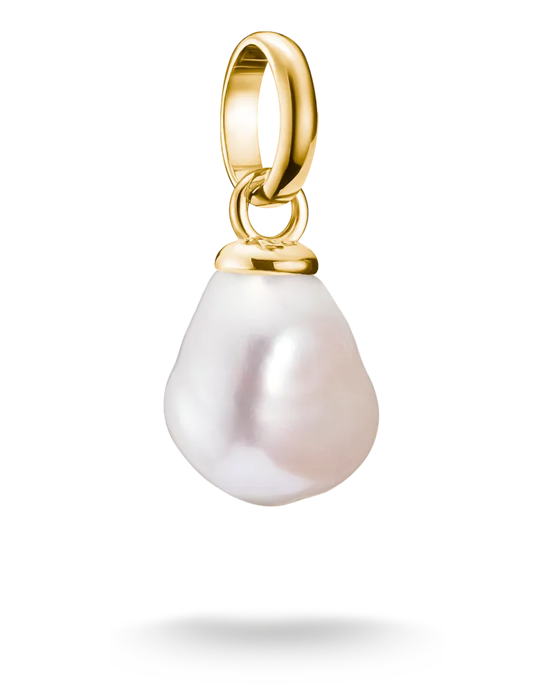 Thomas Sabo Damen Charm-Anhänger Süßwasserzuchtperle Connect vergoldet, Sterlingsilber Gelbgold vergoldet Gelbgoldfarben