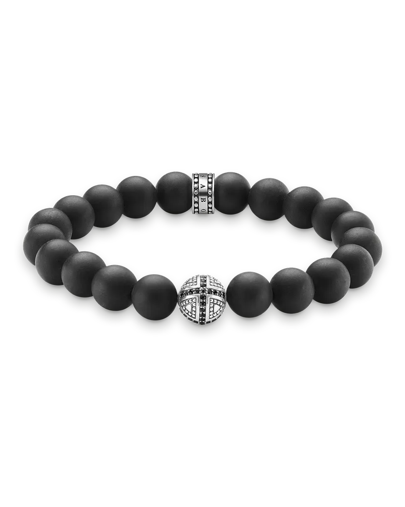Thomas Sabo Herren Armband Kreuz, Sterlingsilber Schwarz