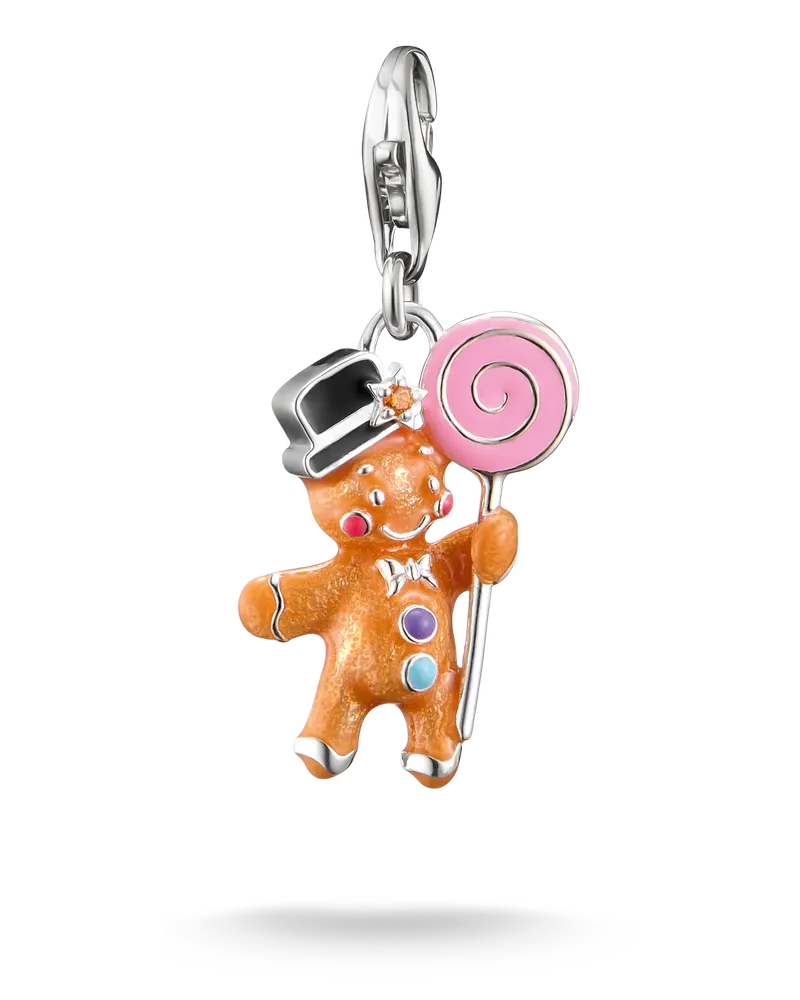 Thomas Sabo Damen Charm-Anhänger Lebkuchenmännchen Silber, Sterlingsilber, Charm Club Collection Blau