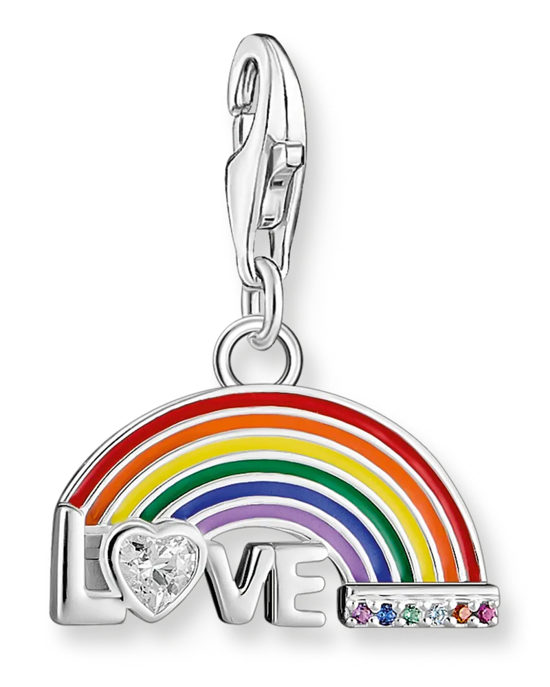 Thomas Sabo Damen Charm-Anhänger bunter Regenbogen Silber, Sterlingsilber geschwärzt, Charm Club Collection Blau