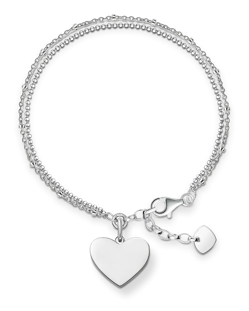Thomas Sabo Damen Armband Herz silber mit Gravur, Sterlingsilber Silberfarben