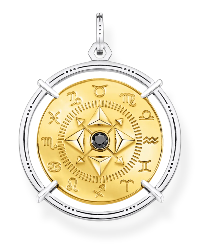 Thomas Sabo Herren Anhänger Amulett Elements of Nature gold, Sterlingsilber Gelbgold vergoldet Gelbgoldfarben