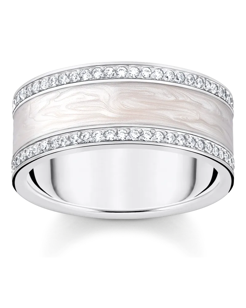 Thomas Sabo Damen Ring weiß mit Steinen Silber, Sterlingsilber Silberfarben