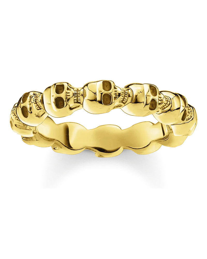 Thomas Sabo Herren Ring Totenkopf gold, Sterlingsilber Gelbgold vergoldet Gelbgoldfarben