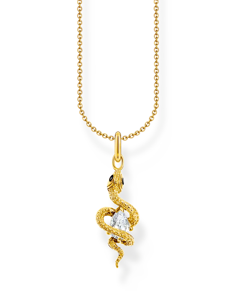 Thomas Sabo Damen Kette mit Schlangen-Anhänger Tempting Romance vergoldet, Sterlingsilber Gelbgold vergoldet Gelbgoldfarben