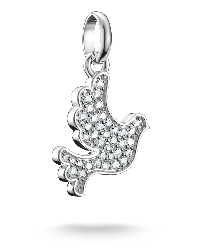 Thomas Sabo Damen Charm-Anhänger Friedenstaube Connect Silber, Sterlingsilber Silberfarben
