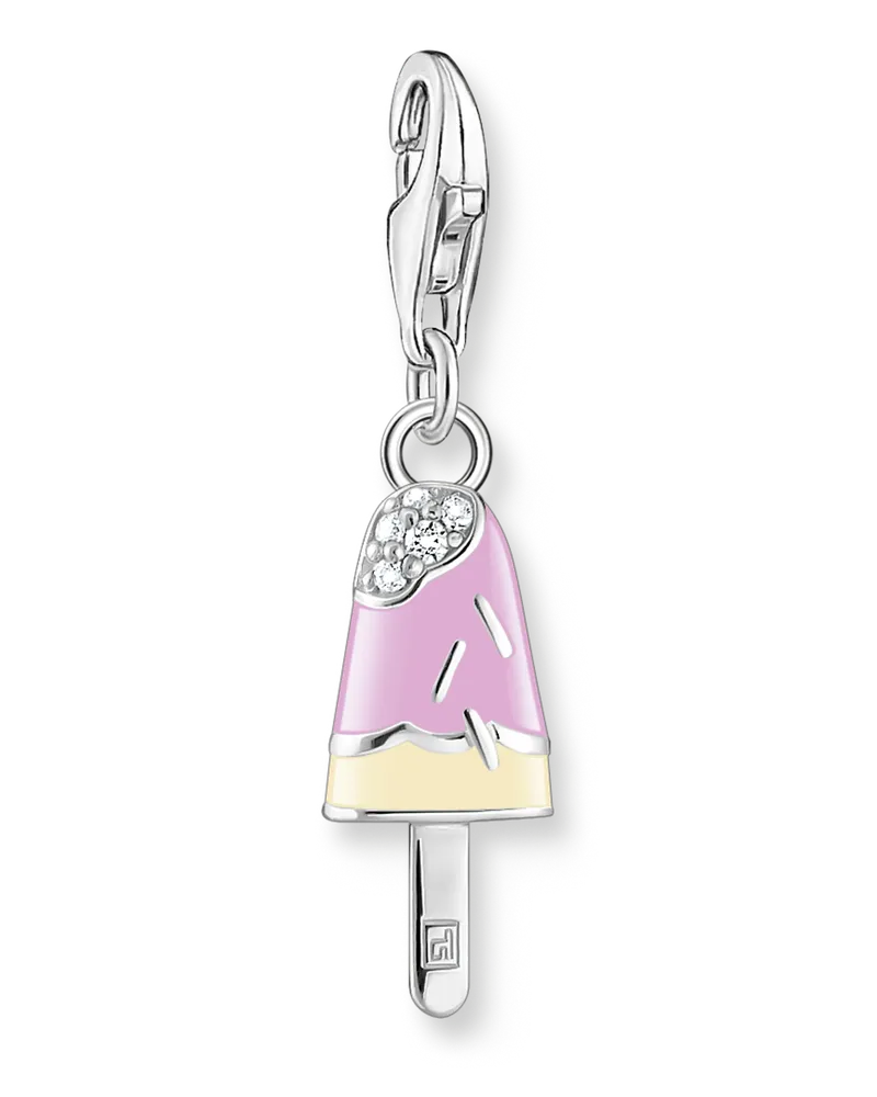 Thomas Sabo Charm-Anhänger buntes Eis am Stiel mit weißen Steinen Silber Gelb