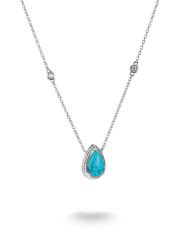Thomas Sabo Damen Kette Türkiser Tropfenförmiger Stein Elyndra Silber, Sterlingsilber Silberfarben