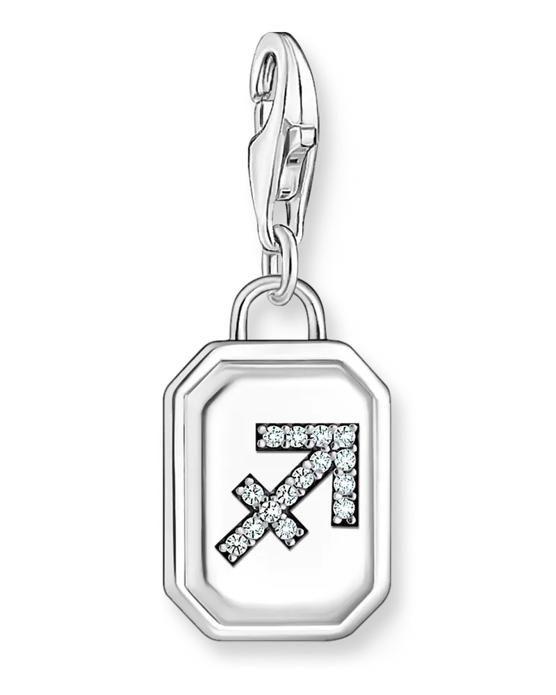 Thomas Sabo Damen Charm-Anhänger Sternzeichen Schütze mit Steinen Silber, Sterlingsilber, Charm Club Collection Silberfarben
