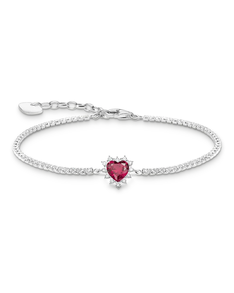 Thomas Sabo Damen Herz-Armband Romance Silber, Sterlingsilber Rot