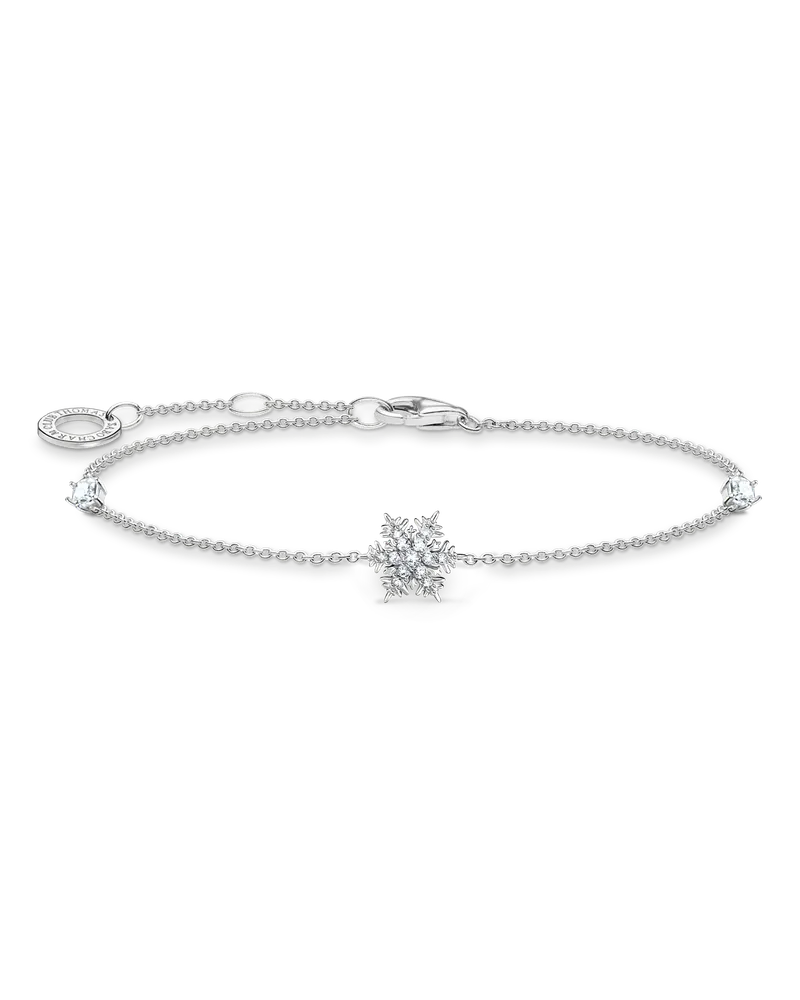 Thomas Sabo Damen Armband Schneeflocke mit weißen Steinen silber, Sterlingsilber, Charming Collection Silberfarben