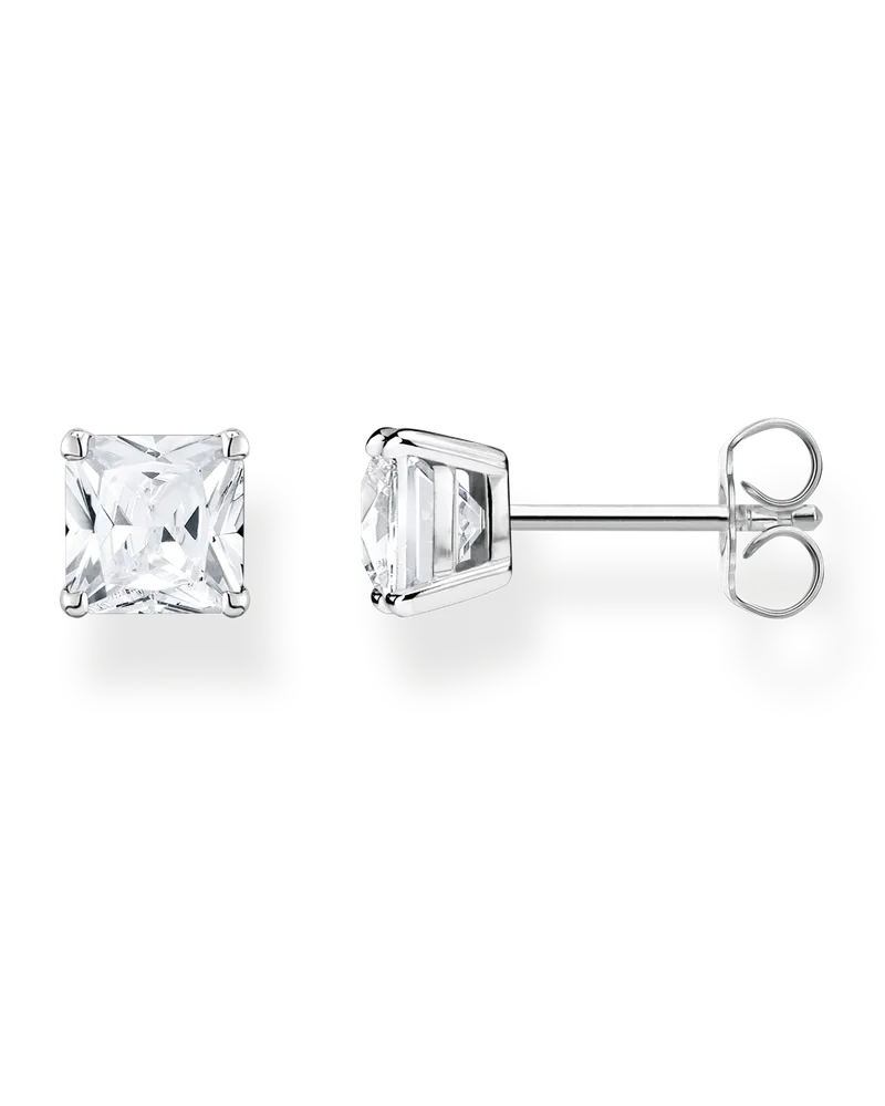 Thomas Sabo Damen Ohrstecker mit weißem Stein Silber, Sterlingsilber Silberfarben