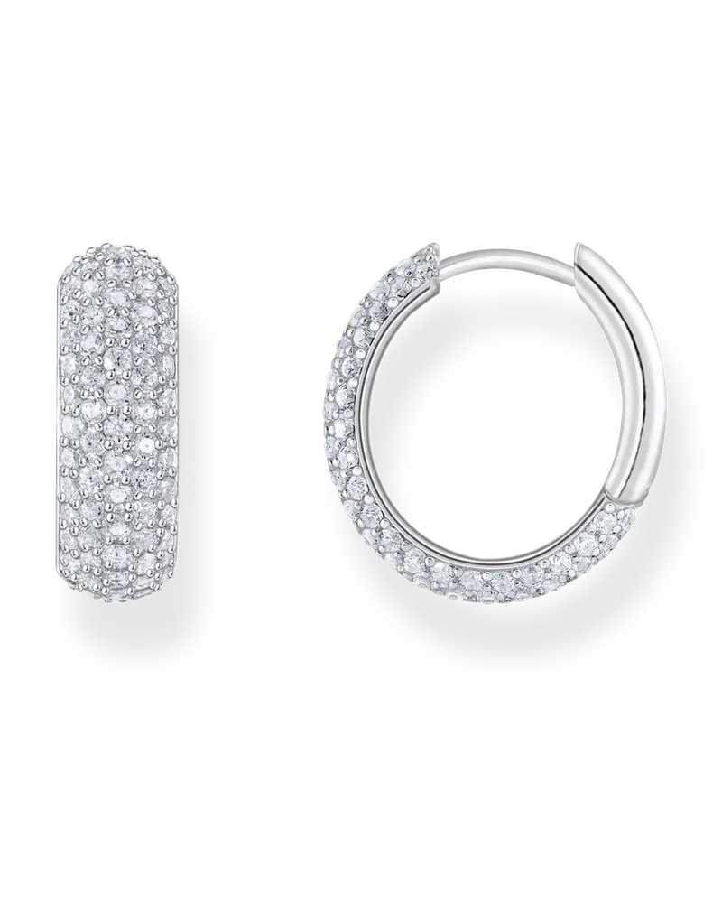 Thomas Sabo Damen Creolen mit weißem Zirkonia-Pavé Silber, Sterlingsilber Silberfarben