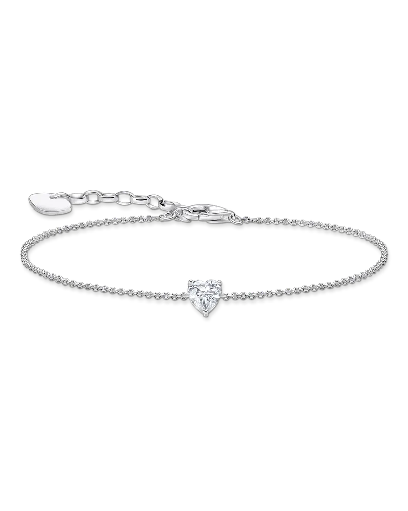 Thomas Sabo Damen Armband mit weißem Zirkonia-Herz Silber, Sterlingsilber Silberfarben