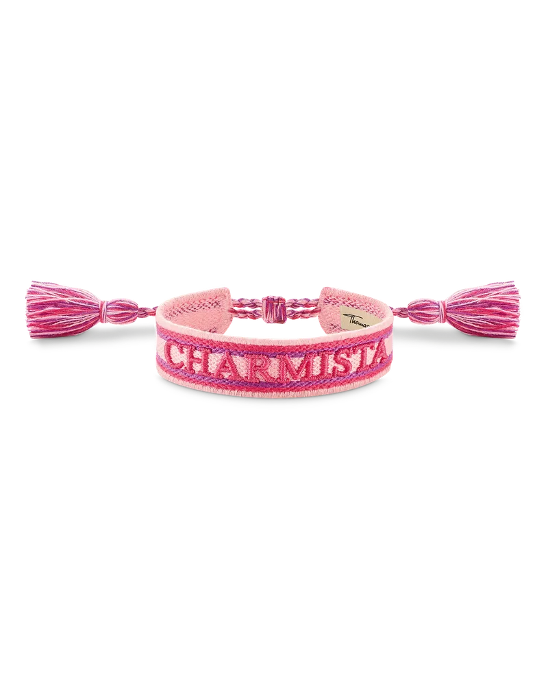 Thomas Sabo Damen Gewebtes Armband Charmista in Rosa, Pink und Lila, 302, Charming Collection Mehrfarbige
