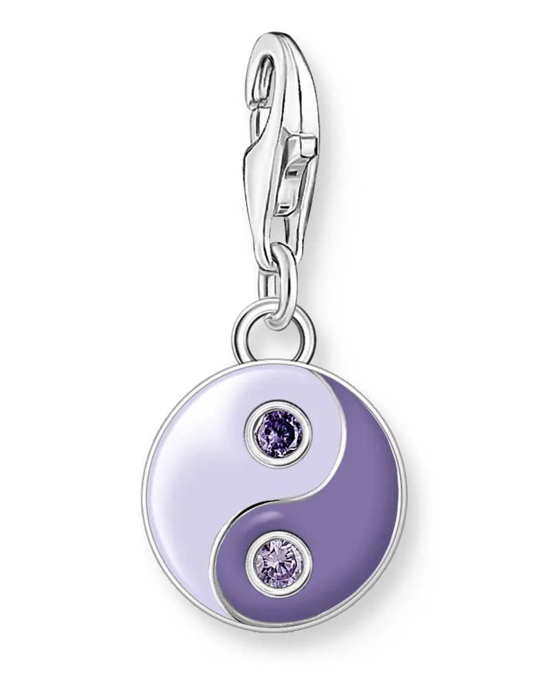 Thomas Sabo Damen Charm-Anhänger violetter Yin & Yang Silber, Sterlingsilber, Charm Club Collection Silberfarben