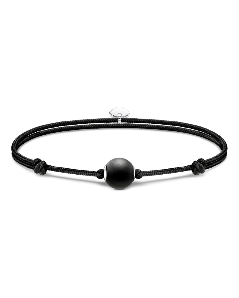 Thomas Sabo Damen Armband Karma Secret mit schwarzem Obsidian Bead mattiert, Sterlingsilber, Karma Beads Schwarz
