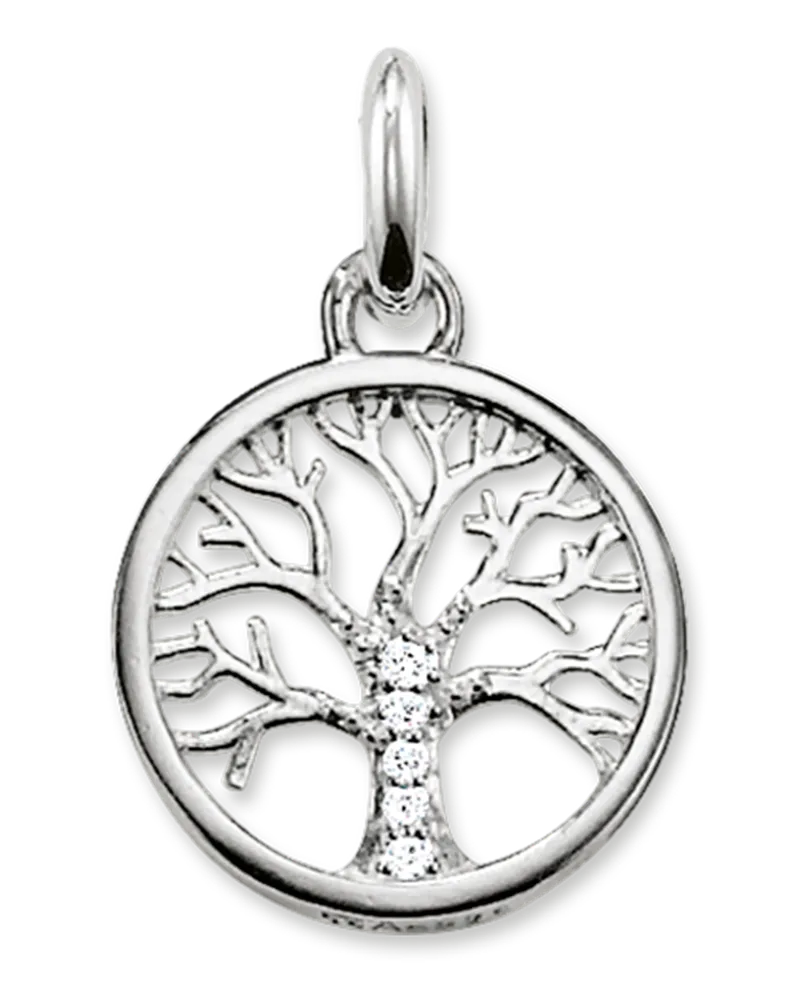 Thomas Sabo Damen Anhänger Lebensbaum, Sterlingsilber, Karma Beads Silberfarben