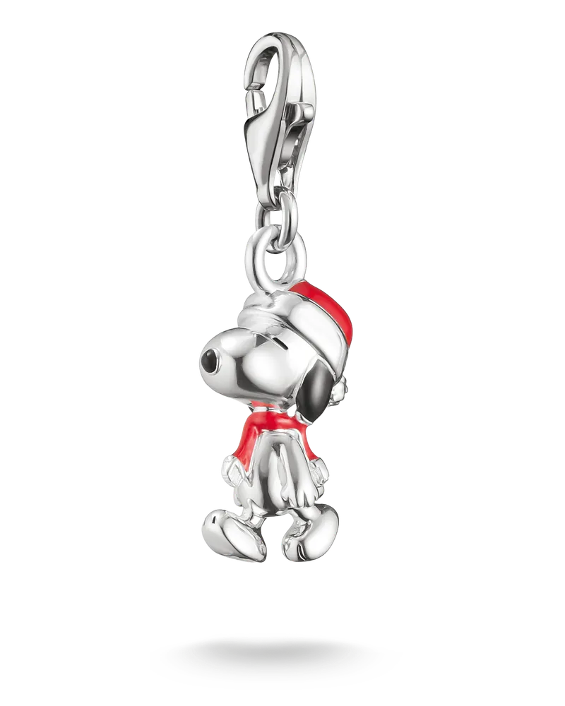 Thomas Sabo Herren Charm-Anhänger Snoopy Santa Edition PEANUTS Original Silber, Sterlingsilber, Charm Club Collection Rot