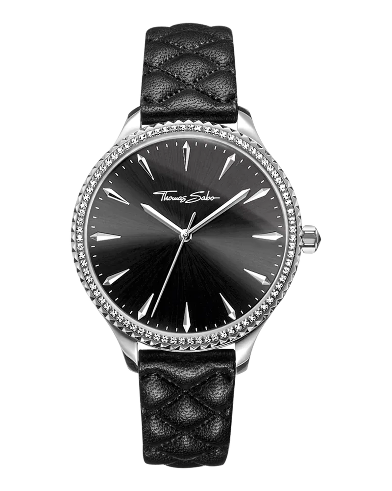 Thomas Sabo Damen Damenuhr Rebel at Heart, Edelstahl | Leder Schwarz