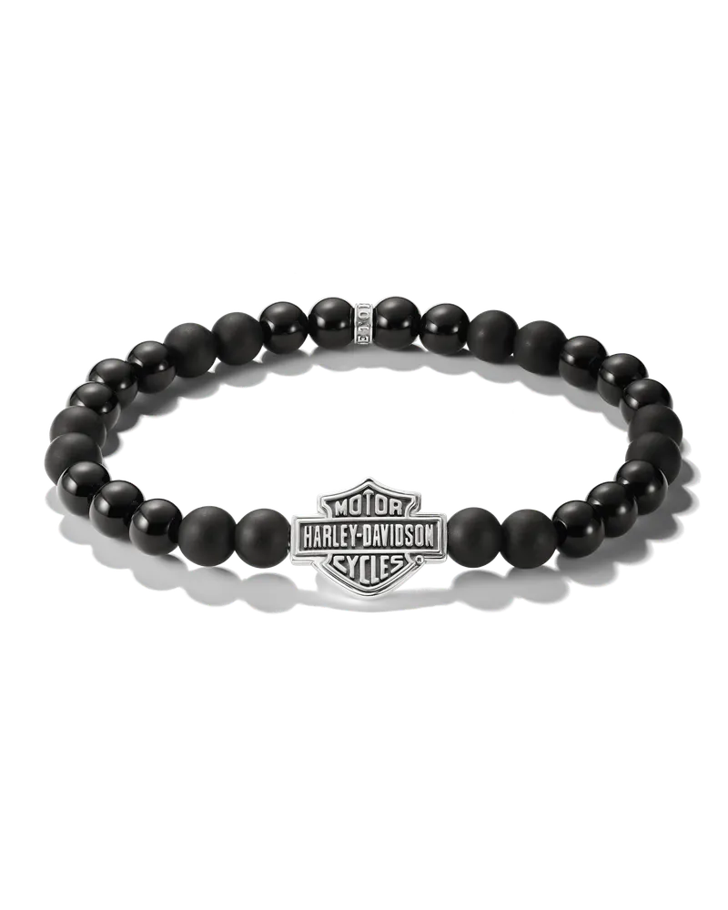 Thomas Sabo Herren Harley-Davidson® Armband Logo Obsidian schwarz Silber, Sterlingsilber Schwarz
