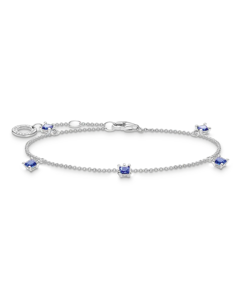 Thomas Sabo Damen Armband mit blauen Steinen, Sterlingsilber, Charming Collection Dunkelblau