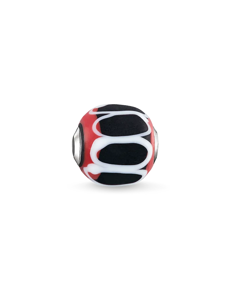 Thomas Sabo Herren Bead Glas-Bead Schwarz, Rot, Weiß, Sterlingsilber / Glas, Karma Beads Rot