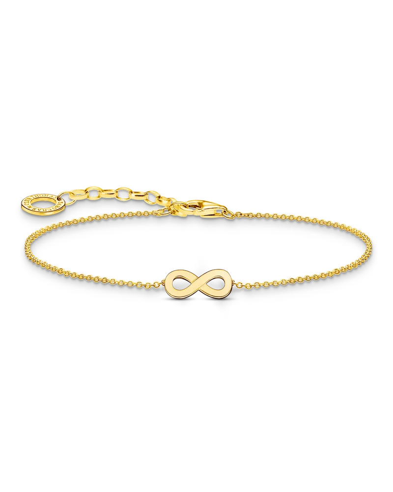 Thomas Sabo Damen Armband mit Infinity-Anhänger vergoldet, Sterlingsilber Gelbgold vergoldet, Charming Collection Gelbgoldfarben