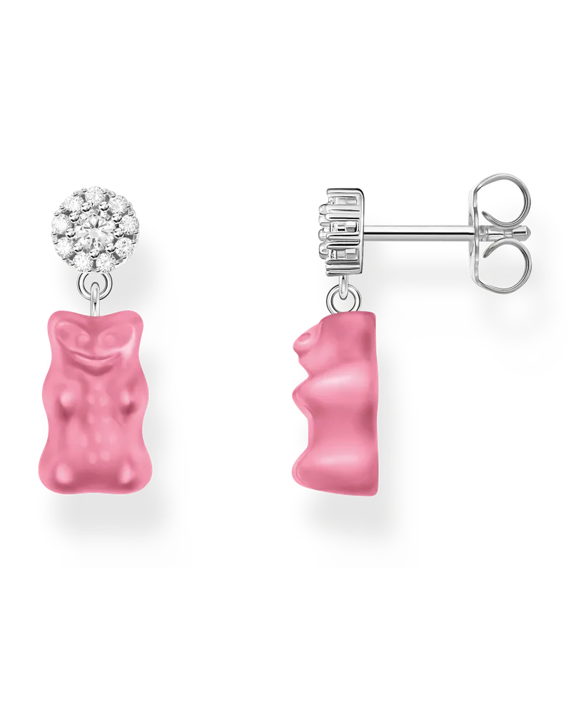 Thomas Sabo Ohrstecker mit pinkfarbenen Goldbären Silber
