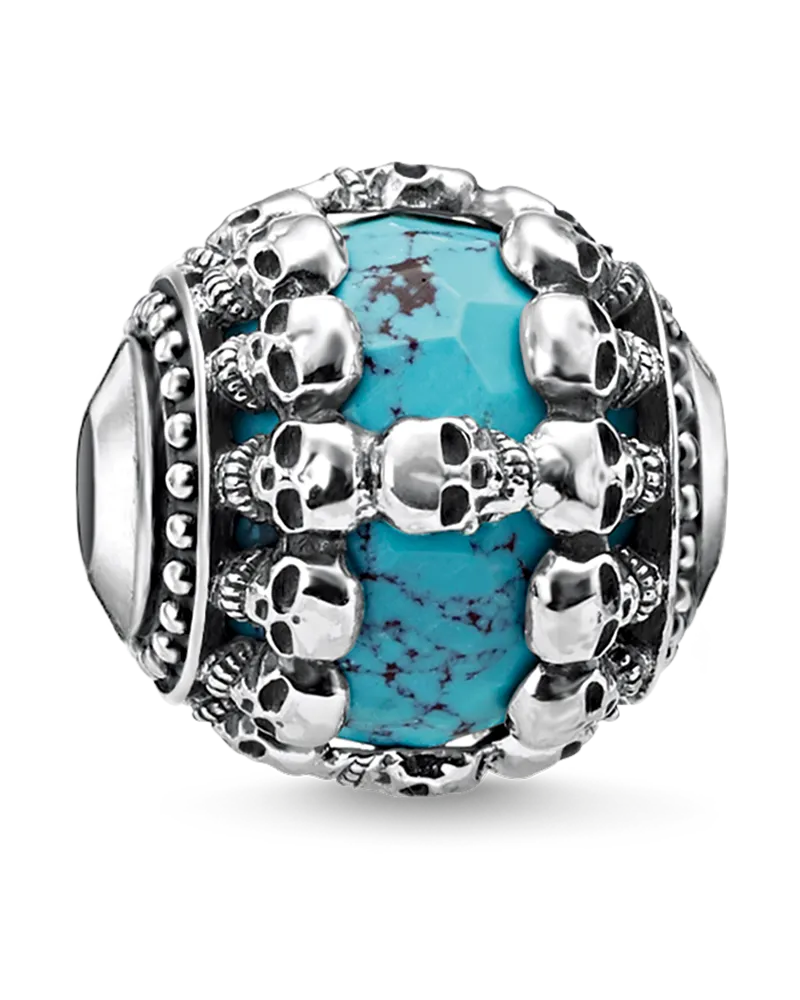 Thomas Sabo Herren Bead Totenköpfe Türkis, Sterlingsilber, Karma Beads Silberfarben