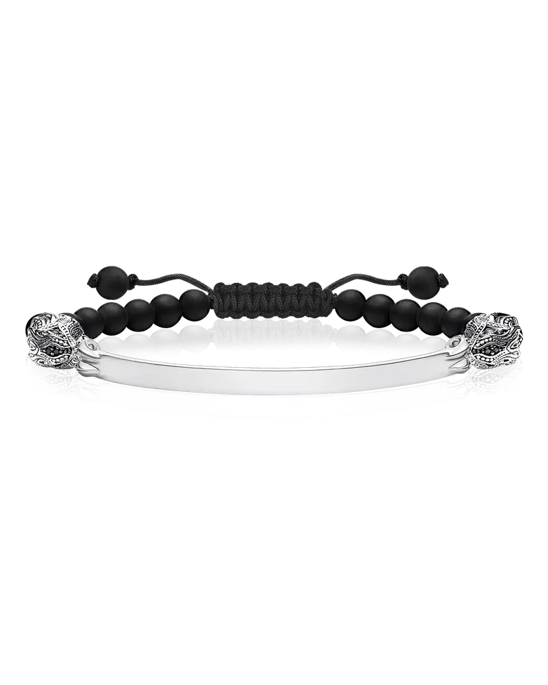 Thomas Sabo Herren Armband Falke mit Gravur, Sterlingsilber geschwärzt Schwarz