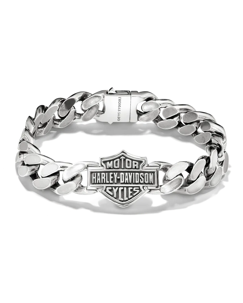 Thomas Sabo Herren Harley-Davidson® Panzerarmband Logo 12 mm Silber, Sterlingsilber geschwärzt Silberfarben