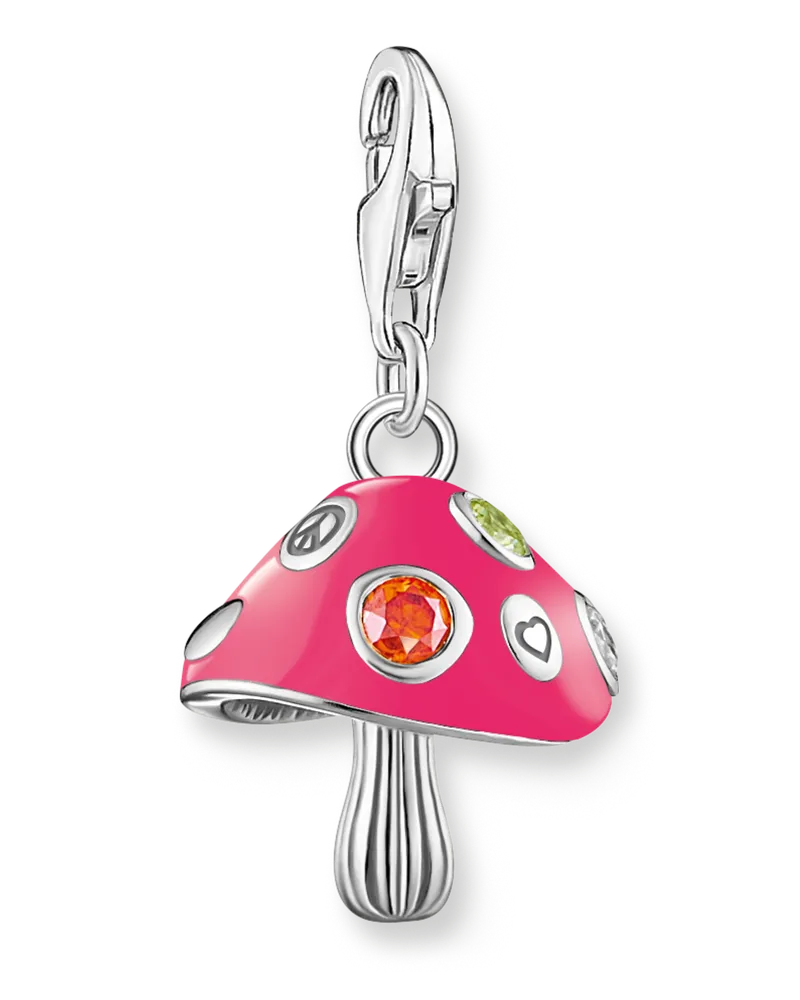 Thomas Sabo Damen Charm-Anhänger bunter Pilz Silber, Sterlingsilber, Charm Club Collection Blau