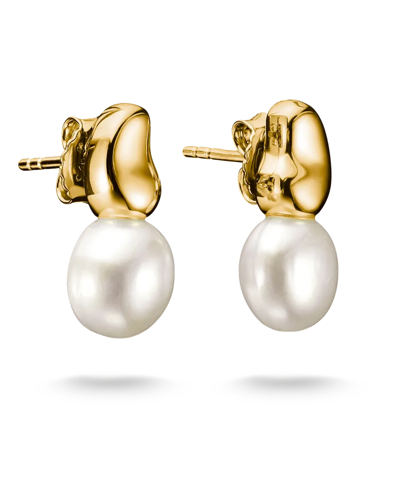 Thomas Sabo Damen Ohrstecker mit Perlen Natural Beauty vergoldet, Sterlingsilber Gelbgold vergoldet Gelbgoldfarben