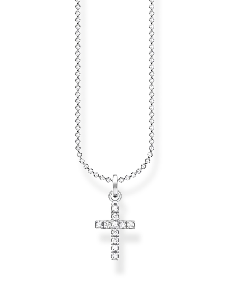 Thomas Sabo Damen Kette Kreuz Pavé, Sterlingsilber, Charming Collection Silberfarben