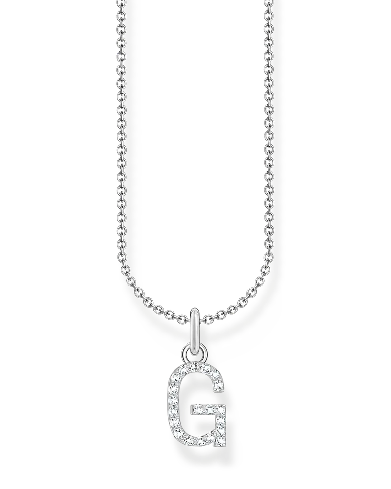 Thomas Sabo Damen Kette mit Buchstaben-Anhänger G Silber, Sterlingsilber, Charming Collection Silberfarben