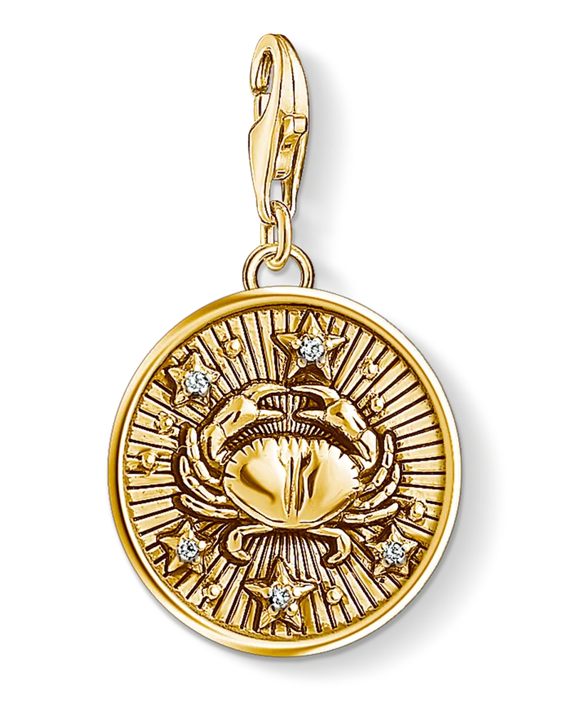 Thomas Sabo Herren Charm-Anhänger STERNZEICHEN KREBS, Sterlingsilber Gelbgold vergoldet, Charm Club Collection Gelbgoldfarben
