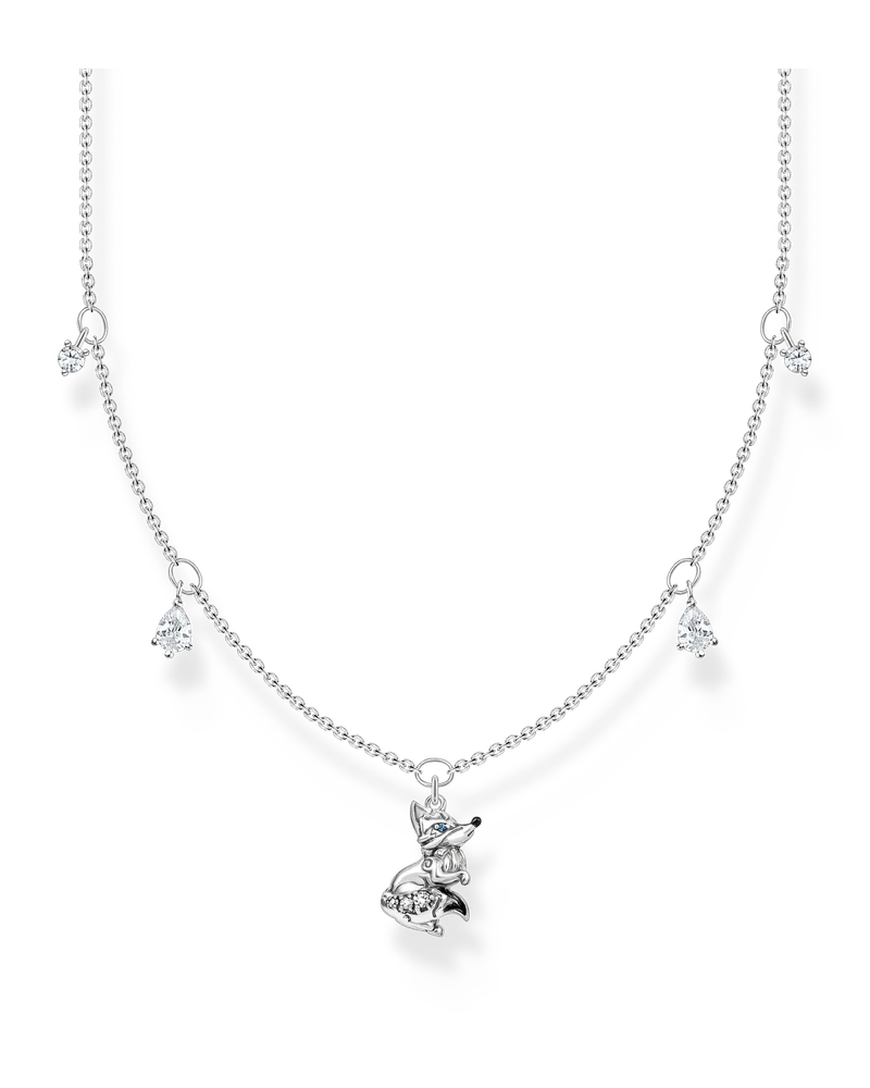 Thomas Sabo Damen Kette Fuchs mit weißen Steinen silber, Sterlingsilber, Charming Collection Blau