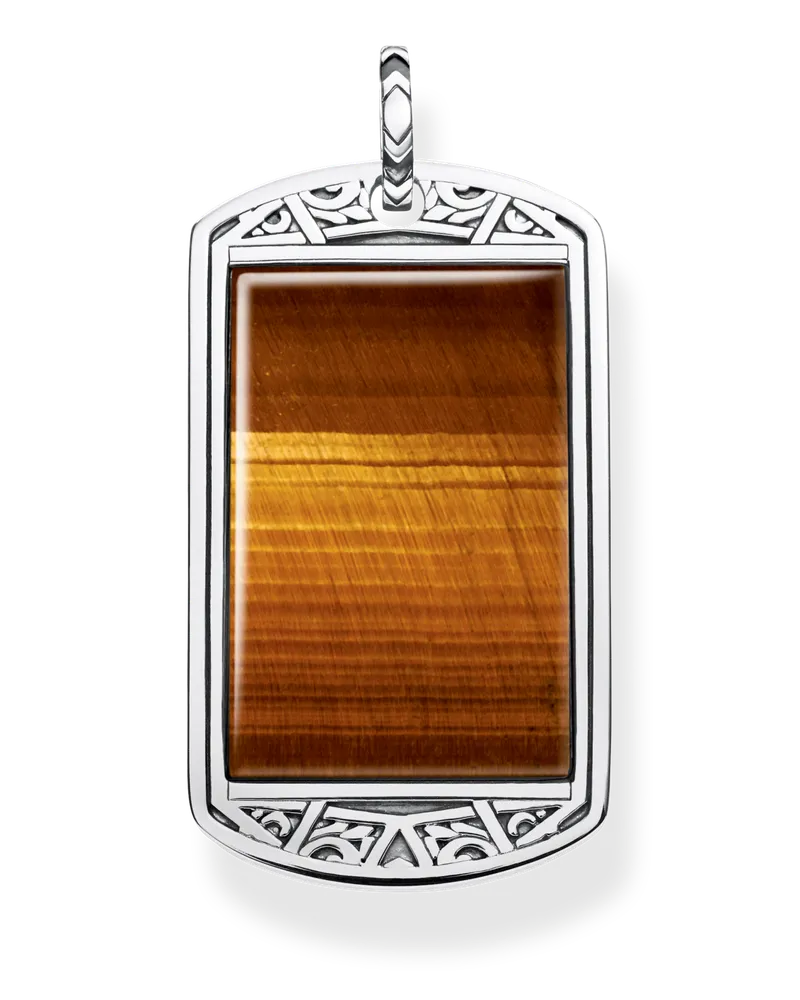 Thomas Sabo Herren Anhänger Dog Tag Tigerauge, Sterlingsilber Braun