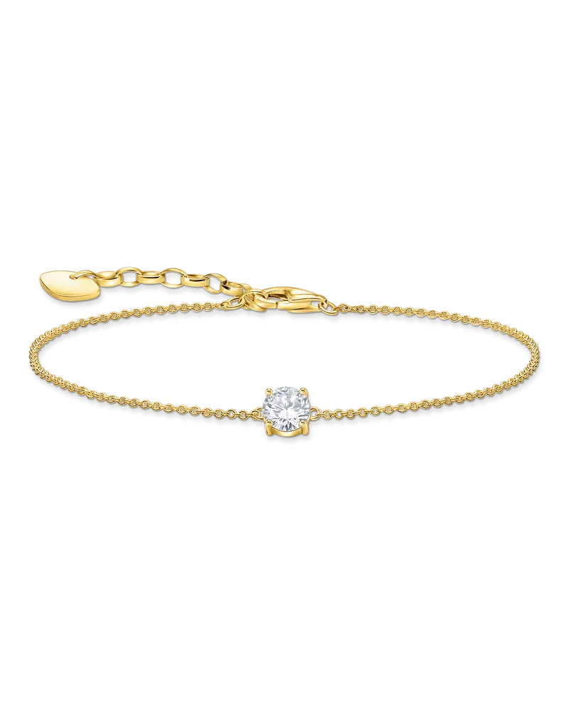 Thomas Sabo Damen Armband mit weißem Zirkonia-Anhänger vergoldet, Sterlingsilber Gelbgold vergoldet Gelbgoldfarben