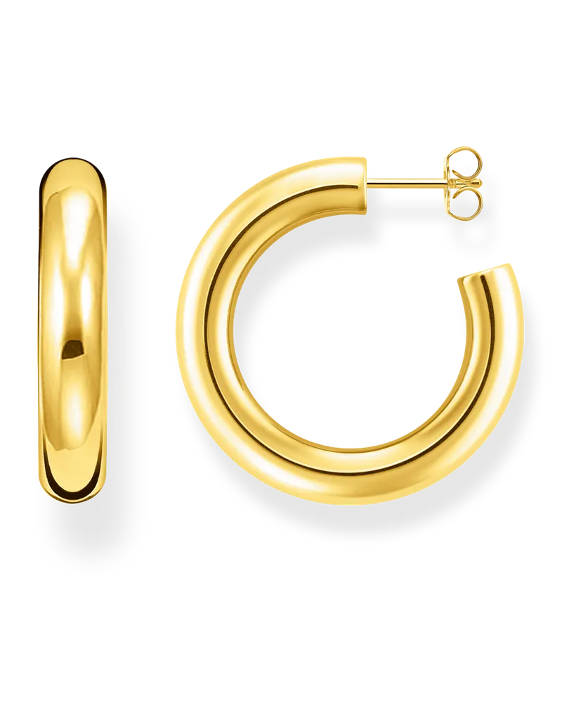 Thomas Sabo Damen Creolen Chunky mittel vergoldet, Sterlingsilber Gelbgold vergoldet Gelbgoldfarben