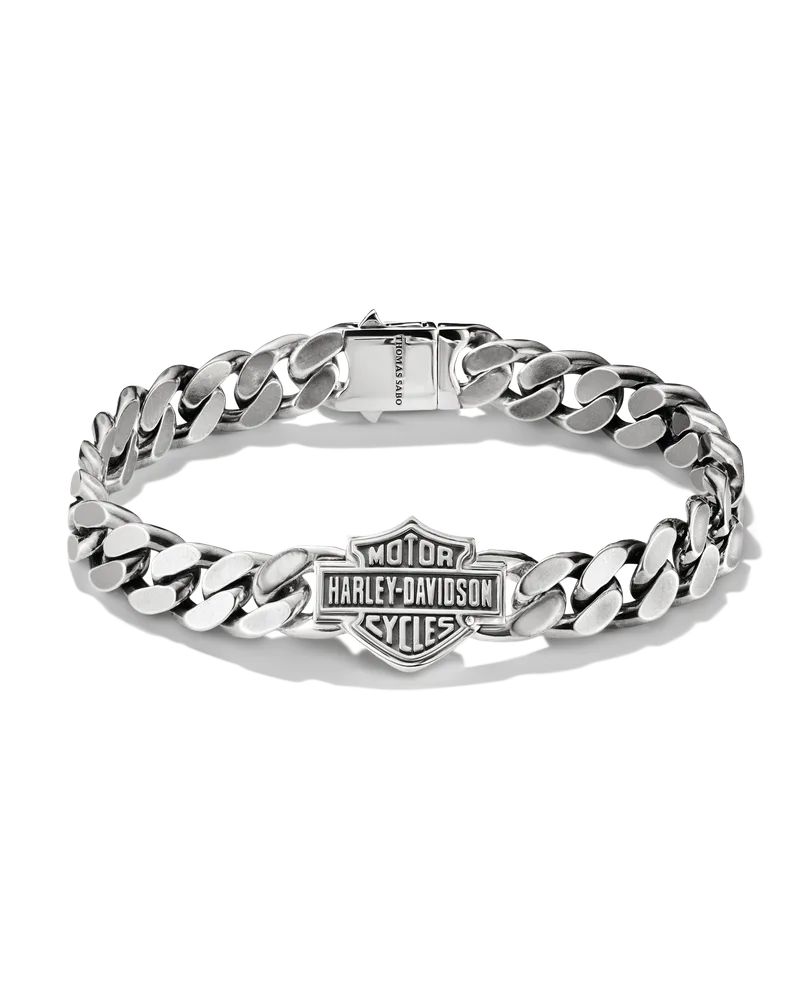 Thomas Sabo Herren Harley-Davidson® Panzerarmband Logo 9 mm Silber, Sterlingsilber geschwärzt Silberfarben