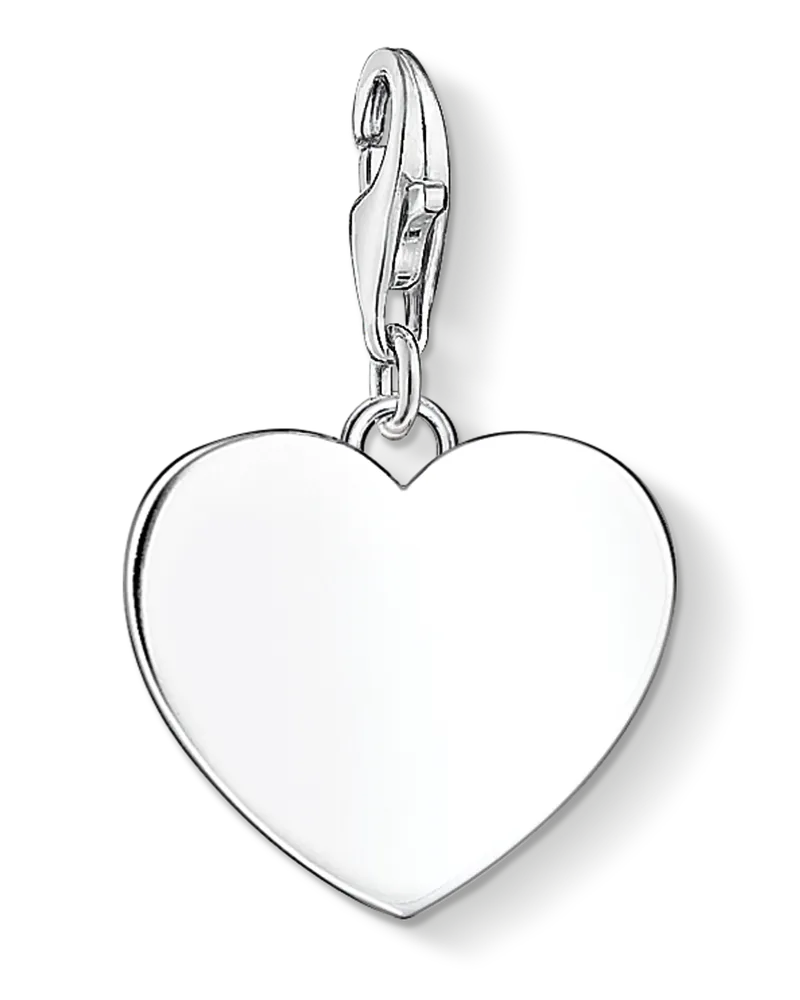 Thomas Sabo Damen Charm-Anhänger Herz mit Gravur, Sterlingsilber, Charm Club Collection Silberfarben