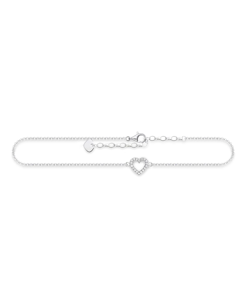 Thomas Sabo Damen Fußkette Herz, Sterlingsilber Silberfarben